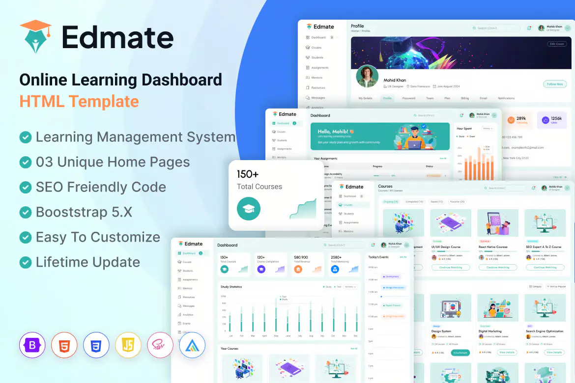 Edmate - Learning Dashboard HTML Template